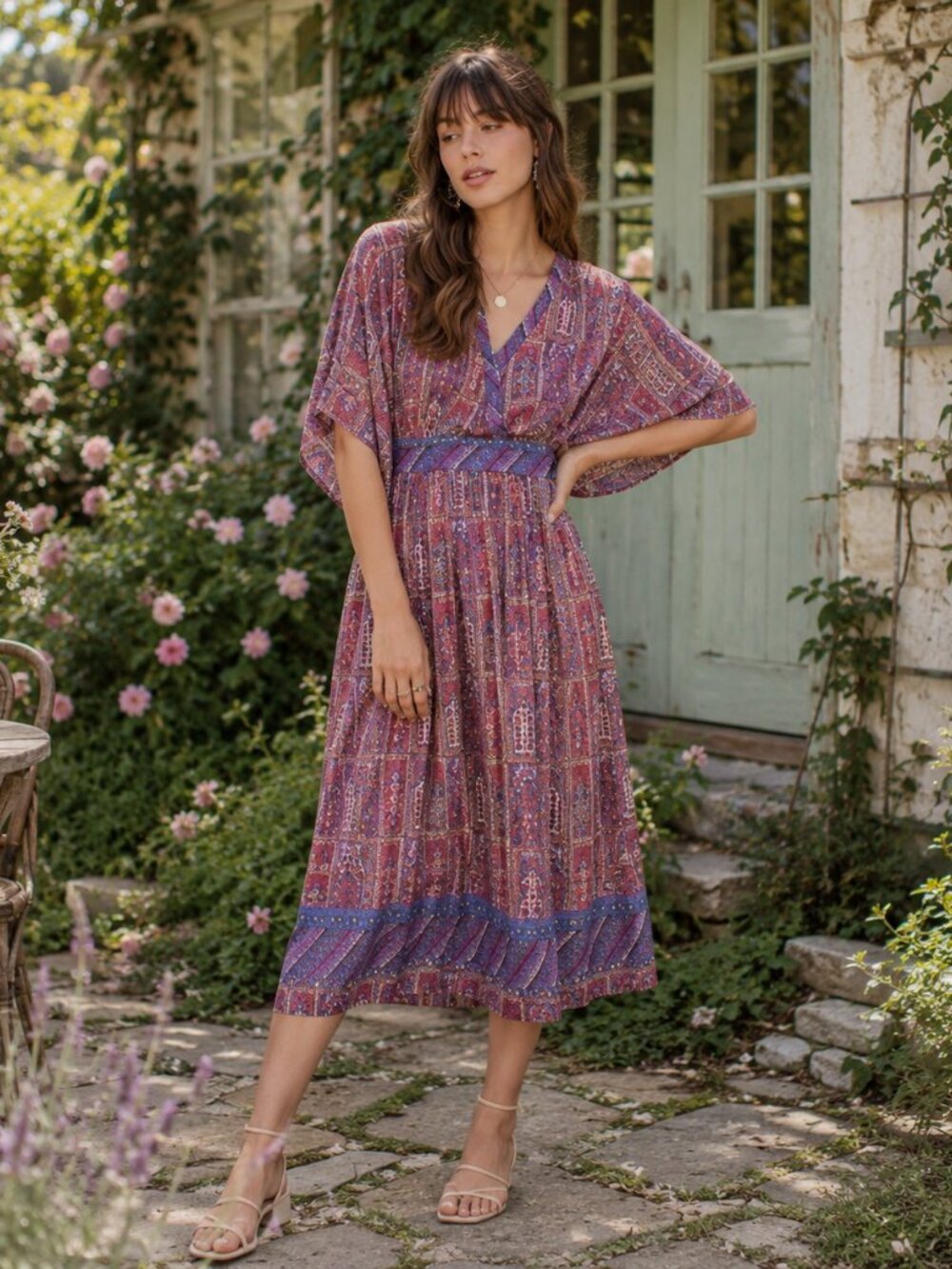 Anthropologie TINY Omina mosaic boho kimono sleeve dress